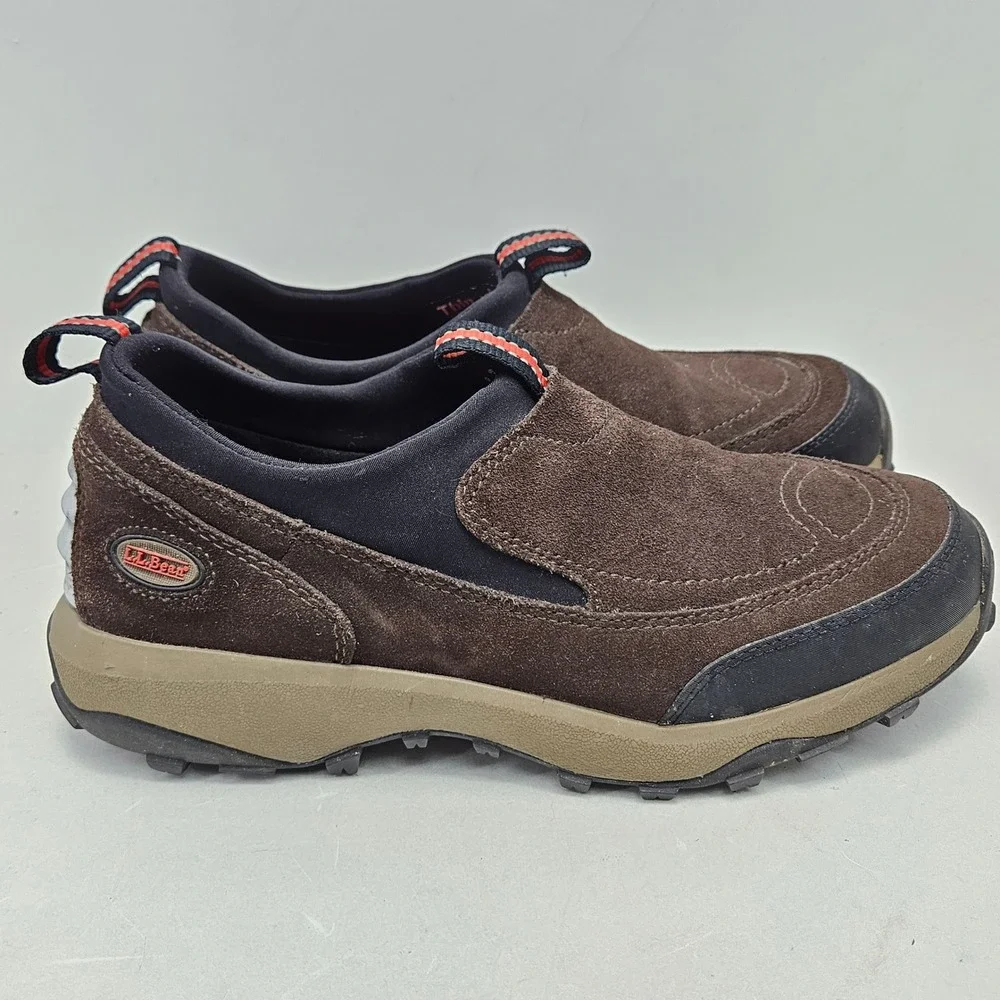 LL Bean Men 9M Snow Sneaker Slip On Suede Boots Brown 0ADL5 Thinsulate
